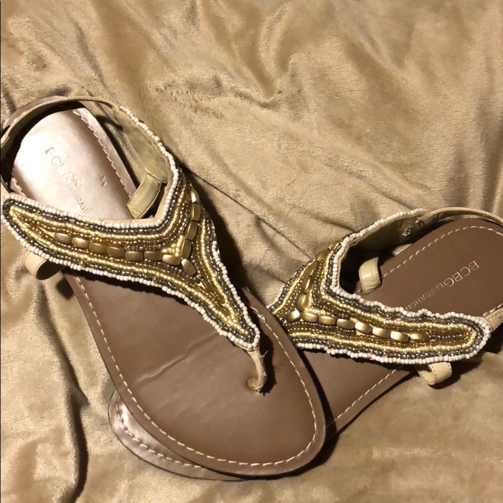 BCBG gold sandals